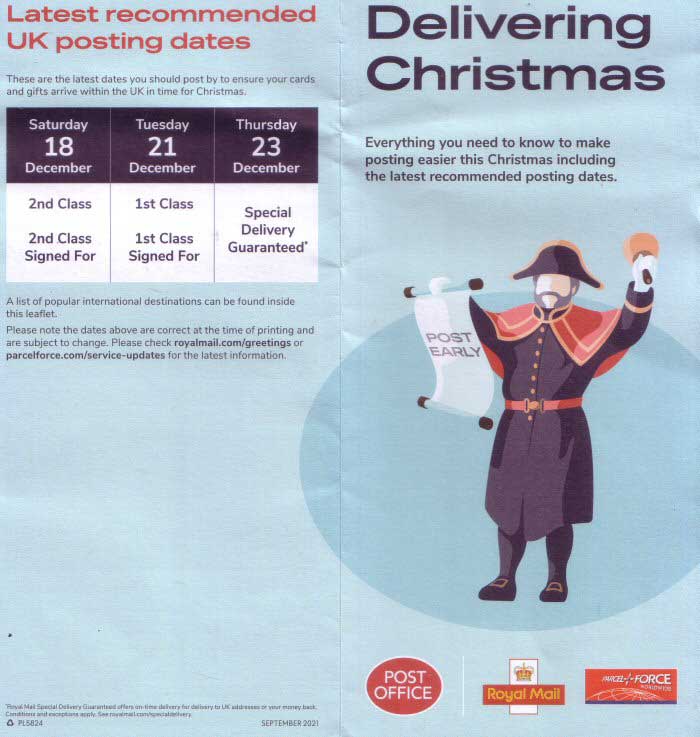 Chestertourist.com - Royal Mail Last Posting Times for Christmas
